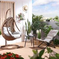 吊篮藤椅家用鸟巢网红摇椅吊床室内吊兰阳台单人秋千椅摇篮椅吊椅定制 海绵藤吊篮[咖啡色]+奥斯路小圆几φ6cm+休闲躺椅