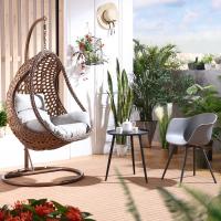 吊篮藤椅家用鸟巢网红摇椅吊床室内吊兰阳台单人秋千椅摇篮椅吊椅定制 海绵藤吊篮[咖啡色]+奥斯路小圆几φ6cm+异型椅