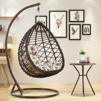 吊篮藤椅吊椅阳台家用室内摇椅单人秋千吊兰椅懒人吊床室内摇篮椅定 .仿木纹色+PVC波纹茶几(直径60cm)[送地毯坐垫]