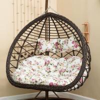 吊篮藤椅吊椅阳台家用室内摇椅单人秋千吊兰椅懒人吊床室内摇篮椅定制 .升级加大加粗款双人吊篮[送坐垫地毯]