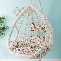 吊篮藤椅吊椅阳台家用室内摇椅单人秋千吊兰椅懒人吊床室内摇篮椅定制 .升级加粗加大款象牙白[送地毯坐垫]带扶手