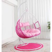 吊篮藤椅家用室内懒人秋千吊椅吊床休闲悬挂单双人阳台鸟巢摇篮椅定制 豪华款双人白粉大礼包