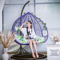 吊篮藤椅家用室内懒人秋千吊椅吊床休闲悬挂单双人阳台鸟巢摇篮椅定制 豪华款双人紫色大礼包