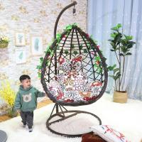 吊篮藤椅秋千吊椅家用室内懒人吊床摇椅阳台鸟巢吊兰椅网红摇篮椅定制 咖啡色水滴款吊篮[含坐垫、地毯]