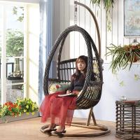 吊篮藤椅秋千吊椅家用室内懒人吊床摇椅阳台鸟巢吊兰椅网红摇篮椅定制 咖啡色菜篮子[含坐垫、地毯]