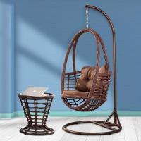 欧德户外阳台吊篮藤椅吊椅休闲秋千单人摇椅成人鸟巢吊床室内秋千定制 F015[咖啡+咖啡茶几+咖啡坐垫]承重160KG