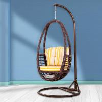 欧德户外阳台吊篮藤椅吊椅休闲秋千单人摇椅成人鸟巢吊床室内秋千定制 F015【咖啡篮-黄纹坐垫】承重160KG