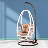 欧德户外阳台吊篮藤椅吊椅休闲秋千单人摇椅成人鸟巢吊床室内秋千定制 F015[白-彩纹坐垫]承重160KG