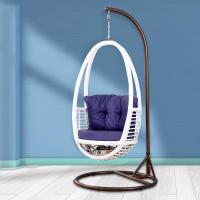 欧德户外阳台吊篮藤椅吊椅休闲秋千单人摇椅成人鸟巢吊床室内秋千定制 F015[白-蓝色坐垫]承重160KG