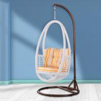 欧德户外阳台吊篮藤椅吊椅休闲秋千单人摇椅成人鸟巢吊床室内秋千定制 F015[白-黄纹坐垫]承重160KG