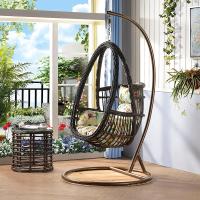 秋千吊椅家用摇篮椅藤椅吊篮椅子室内阳台吊床吊兰椅网红椅鸟巢定制 咖啡色菜篮子[含坐垫、地毯]+茶几