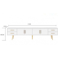 北欧轻奢ins风电视柜茶几组合简约小户型客厅白色1.8米后现代地柜定制 2.4米电视柜轻奢白组装