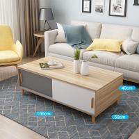 实木茶几电视柜组合墙柜现代简约小户型轻奢卧室简易北欧电视机柜定制 【浅胡桃】1米茶几组装