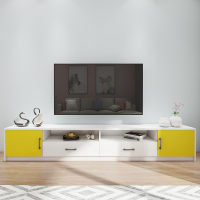 北伸缩轻奢实木电视柜小户型电视柜茶几组合套装定制 B款电视柜(白色+黄色)组装