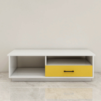 北伸缩轻奢实木电视柜小户型电视柜茶几组合套装定制 A款茶几(白黄色)组装
