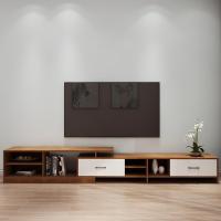 北伸缩轻奢实木电视柜小户型电视柜茶几组合套装定制 D款电视柜(樱桃+白色)组装