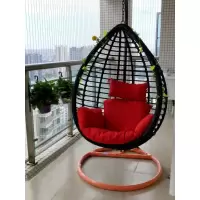 室内吊椅吊篮双人吊床椅阳台秋千仿藤摇篮椅粗枝单人鸟巢家用摇床定制 粗支黑色柚子