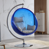 泡泡椅室内户外网红吊椅吊篮北欧吊椅秋千阳台休闲椅定制 亚克力(蓝色球不锈钢落地款)送坐垫,灯饰
