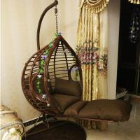 吊篮藤椅粗藤脚踏吊椅室内外摇篮秋千挂椅吊床阳台椅懒人椅仿藤定制 咖啡色粗支带脚踏