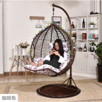 吊篮藤椅粗藤脚踏吊椅室内外摇篮秋千挂椅吊床阳台椅懒人椅仿藤定制 咖啡色细藤脚踏