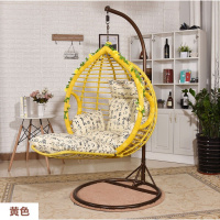 吊篮藤椅粗藤脚踏吊椅室内外摇篮秋千挂椅吊床阳台椅懒人椅仿藤定制 黄色粗支脚踏