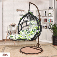吊篮藤椅粗藤脚踏吊椅室内外摇篮秋千挂椅吊床阳台椅懒人椅仿藤定制 黑色粗支脚踏