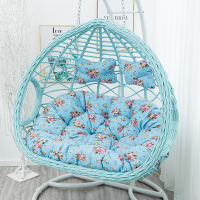 阳台吊椅吊篮藤椅卧室家用室内公主懒人单人摇椅摇篮网红吊床定制 双人双杆吊篮粉蓝色[送坐垫地毯]