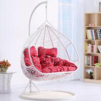 吊椅秋千 室内 成人吊篮藤椅摇篮椅双人吊床客厅吊椅鸟巢懒人摇椅定制 白色+红线条