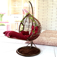 室内吊椅吊篮吊床懒人藤椅户外阳台秋千网红家用椅子实尚定制 单人咖啡色粗枝带脚踏