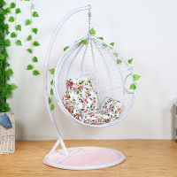 双人吊篮秋千吊椅懒人沙发鸟巢藤椅户外阳台家用网红吊床脚踏吊椅定制 大号加固细藤单人白色