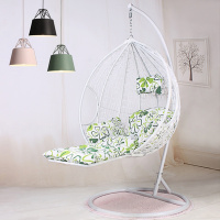 双人吊篮秋千吊椅懒人沙发鸟巢藤椅户外阳台家用网红吊床脚踏吊椅定制 大号加固细藤单人白色★脚踏
