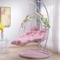 吊篮藤椅鸟巢懒人阳台吊椅网红室内秋千吊床家用吊兰摇蓝椅子双人定制 双人双杆白色脚踏蓝+大礼包