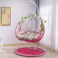 吊篮藤椅鸟巢懒人阳台吊椅网红室内秋千吊床家用吊兰摇蓝椅子双人定制 双人白粉色无脚踏+大礼包