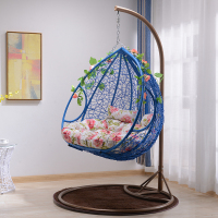 吊篮藤椅鸟巢懒人阳台吊椅网红室内秋千吊床家用吊兰摇蓝椅子双人定制 双人蓝色无脚踏+大礼包