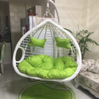 吊篮藤椅粗藤单双人阳台室内小摇篮椅子懒人家用网红秋千吊椅吊床定制 双人白色粗腾带扶手