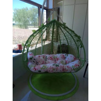 铁艺鸟巢吊椅吊兰藤椅吊篮秋千户外室内阳台懒人吊床躺椅摇椅定制 双人扶手绿色豪华加大版