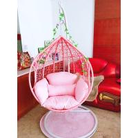 铁艺鸟巢吊椅吊兰藤椅吊篮秋千户外室内阳台懒人吊床躺椅摇椅定制 带扶手粉色升级加固版