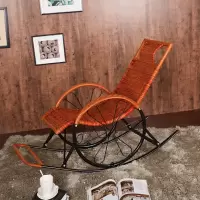 摇椅躺椅成人摇摇椅阳台午睡椅藤椅户外藤椅休闲逍遥椅定制 仿古红轮摇椅送60x80cm地垫