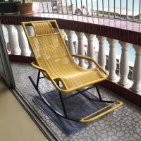 摇椅躺椅成人摇摇椅阳台午睡椅藤椅户外藤椅休闲逍遥椅定制 香槟金送60x80cm地垫