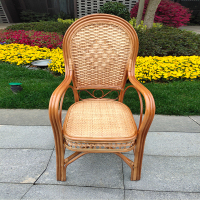 真藤椅 成人椅高靠背办公麻将椅定制 新品编咖黄花边椅