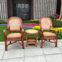 真藤椅 成人椅高靠背办公麻将椅定制 新品编黑葡萄花边椅三件套