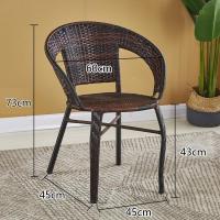 阳台小藤椅小型腾椅单个高靠背椅子单人椅家用休闲藤编织滕椅定制 卡其色双管盆椅-四合线