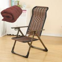 户外藤躺椅折叠椅阳台午睡椅三折藤椅靠背椅子懒人沙滩椅定制 编藤扁脚二节躺椅+藏青色棉垫