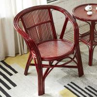 天然藤椅阳台户外小桌椅藤椅单人三件套桌椅组合简约休闲庭院桌椅定制 三根边藤皮深色