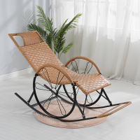 摇椅藤椅成人摇摇椅家用藤摇椅 阳台客厅躺椅户外摇椅子定制 柠檬黄黄色轮加宽升级款