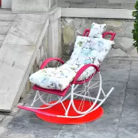 摇椅藤椅成人摇摇椅家用藤摇椅 阳台客厅躺椅户外摇椅子定制 藕色玫红轮+厚花+红地