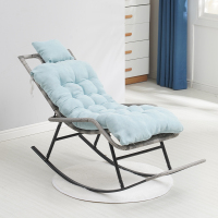摇椅躺椅大人家用藤编摇摇椅客厅休闲阳台藤椅成人逍遥椅定制 普通草灰+加厚水晶蓝坐垫+白地毯