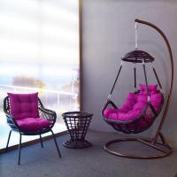 室内阳台摇篮椅庭院吊篮藤椅家用吊床鸟巢椅懒人摇椅秋千户外吊椅定制 吊椅+茶几+休闲椅三件套E款咖色