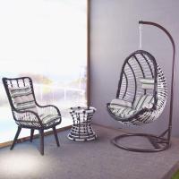 室内阳台摇篮椅庭院吊篮藤椅家用吊床鸟巢椅懒人摇椅秋千户外吊椅定制 吊椅+茶几+休闲椅组合三件套白咖