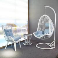 室内阳台摇篮椅庭院吊篮藤椅家用吊床鸟巢椅懒人摇椅秋千户外吊椅定制 吊椅+茶几+休闲椅三件套A款白色